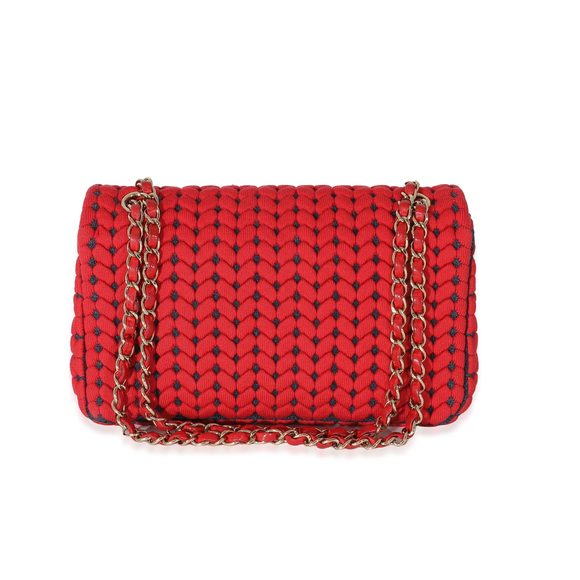 Chanel Red Wool Woven Medium Single Flap Bag - Picture 4 of 5